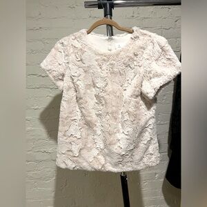 Anthropologie Textured Short Sleeve Top in Cream